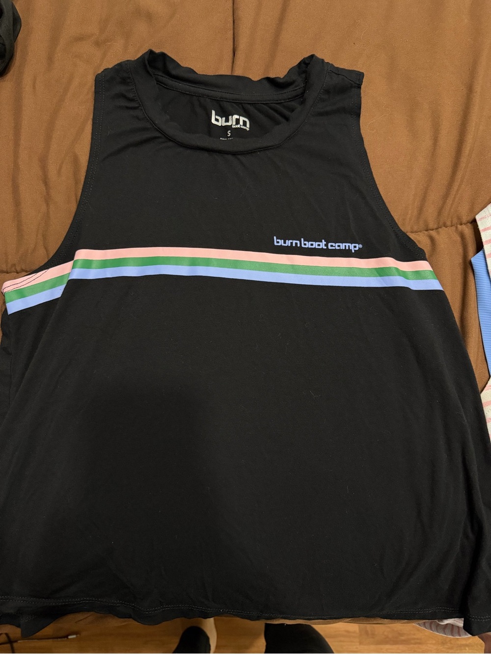 Women’s Black Performance Tank with Pastel Stripe burn bootcamp